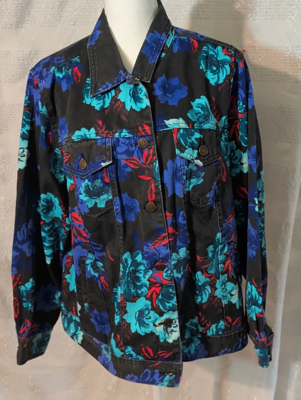 Denim Floral Button Front Jack
